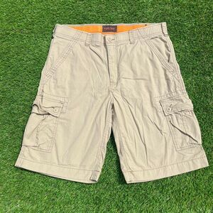 WearFirst baggy tan and orange multipocketed cargo shorts (36)